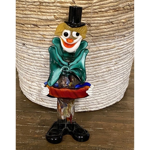 Murano Other - MURANO GLASS CLOWN w/Bow Tie Playing Accordion 10" Vintage Italy Please Read